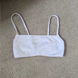 White Floral Embroidered Bikini Top